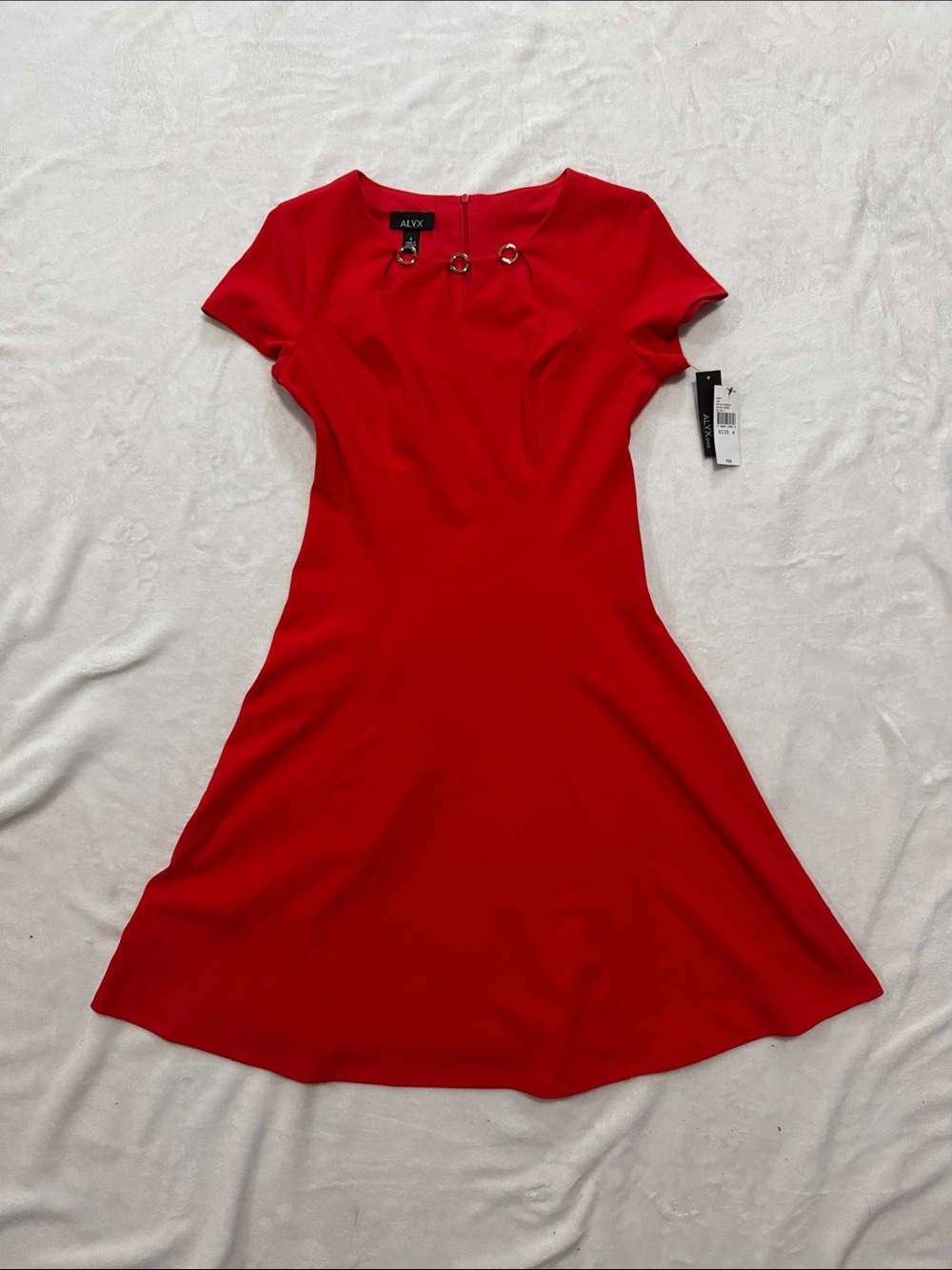 ALYX vibrant fitted flare red dress